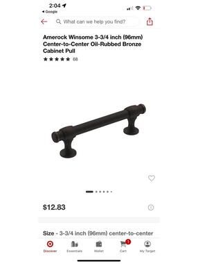 Amerock Winsome 3-3/4 inch (96mm) Center-to-Center Oil-Rubed